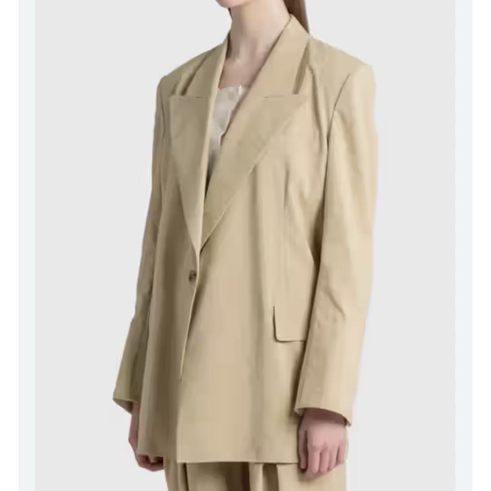 Womens Low‎ Classic Beige Raw-edge Point Blazer Small S